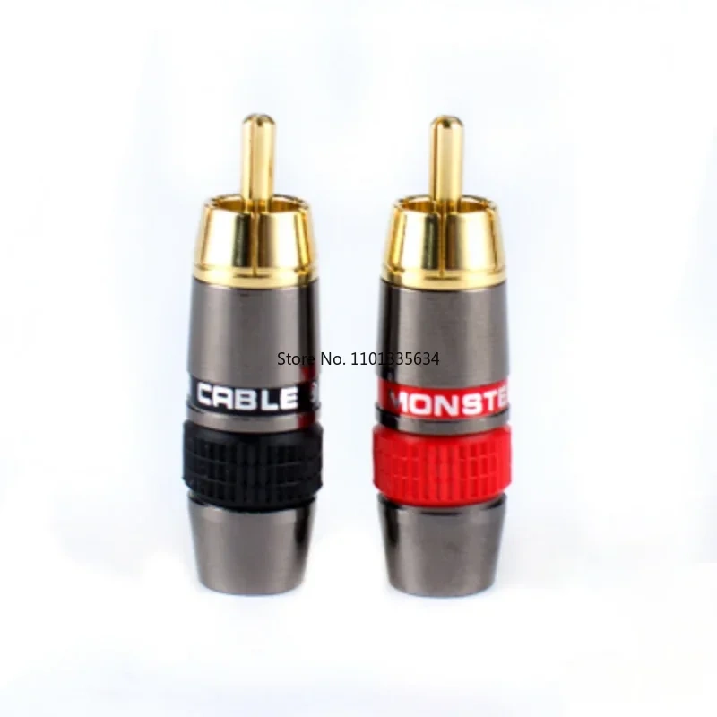 4PCS/LOT Monster Gold RCA Lotus Plug Audio Signal  Portable and Multi-functional Terminal Connector