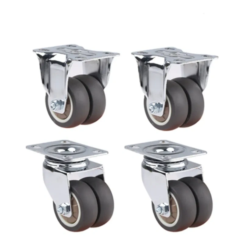 4PCS  Swivel Casters Wheels 1.5" / 2" Heavy Duty Soft Rubber Roller Furniture Caster With Brake for Platform Trolley
