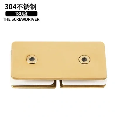1pcs 304 Stainless Steel Gold Glass Fixed Clip Bathroom Glass Door Fixed Code Corner Partition Shower Room Link Clip