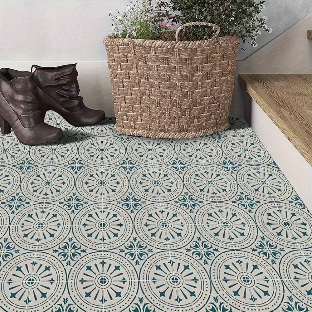 1 Roll Peel And Stick Floor Tile, Waterproof Wood PVC Tile Stickers, Self-Adhesive DIY Flooring Tiles For Bedroom, Living Room