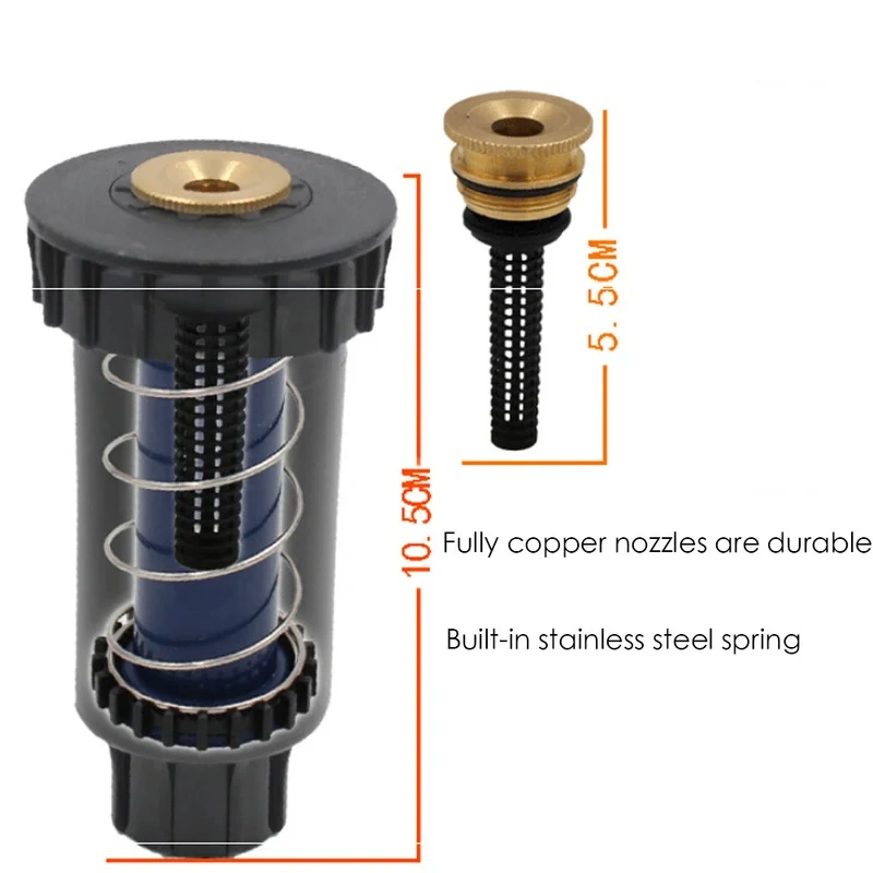 90/180/360 Degrees Rotate Pure Copper Buried Spray Automatic Pop-Up Telescopic Lawn Nozzle Gardening Irrigation Tools