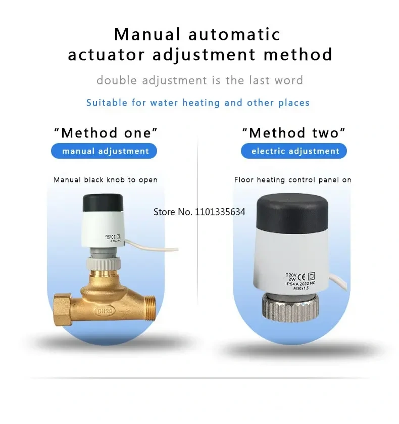 230V NC Electric Thermal Actuator Valve Head for Thermostat Manifold Underfloor Heating Radiator Normally Closed M30*1.5