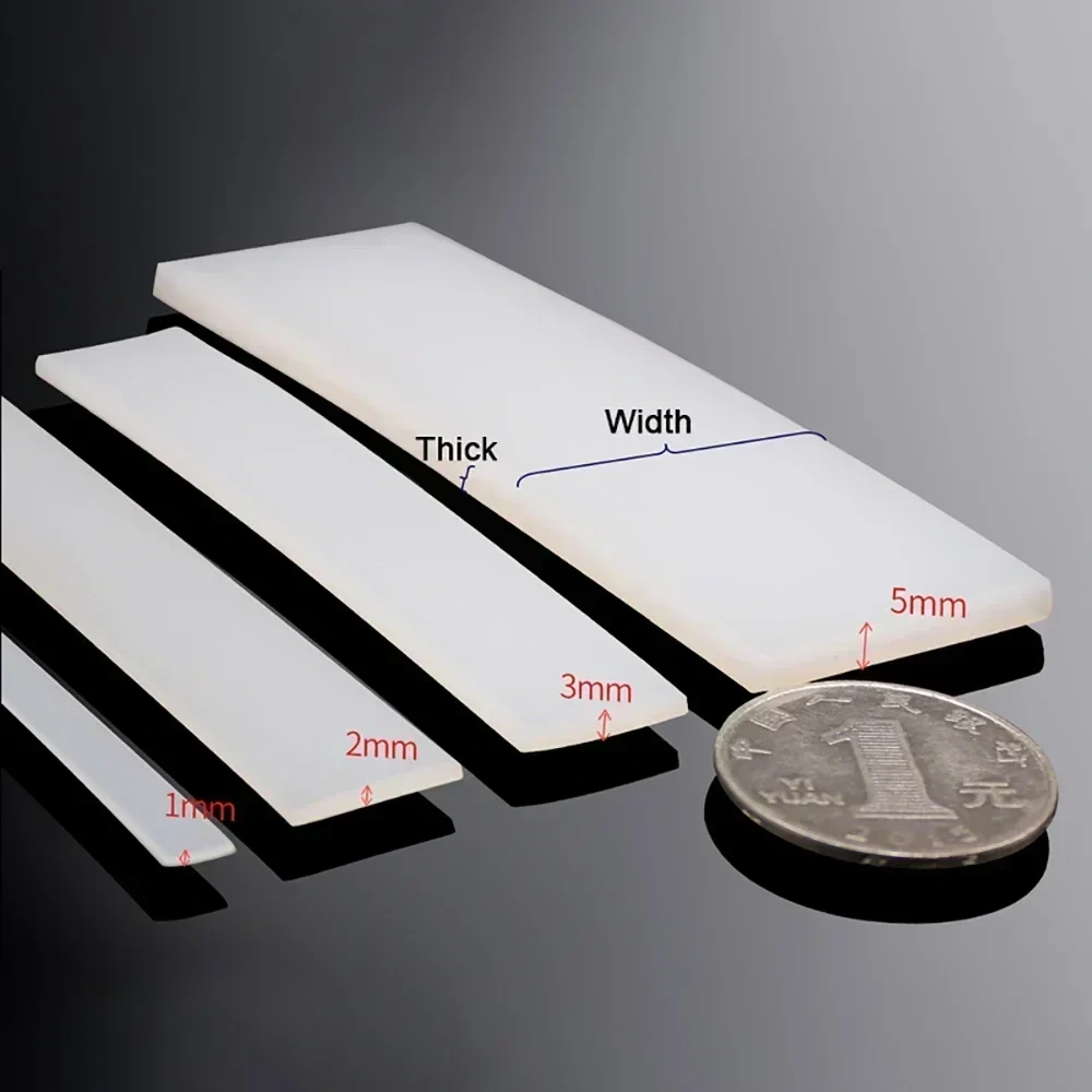 1/2/3/5M White Silicone Rubber Seal Strip Width 10/15/20/30/40mm Thick 2/3/4/5mm Anti-Slip Damper Sealing Gasket Heat Resistant
