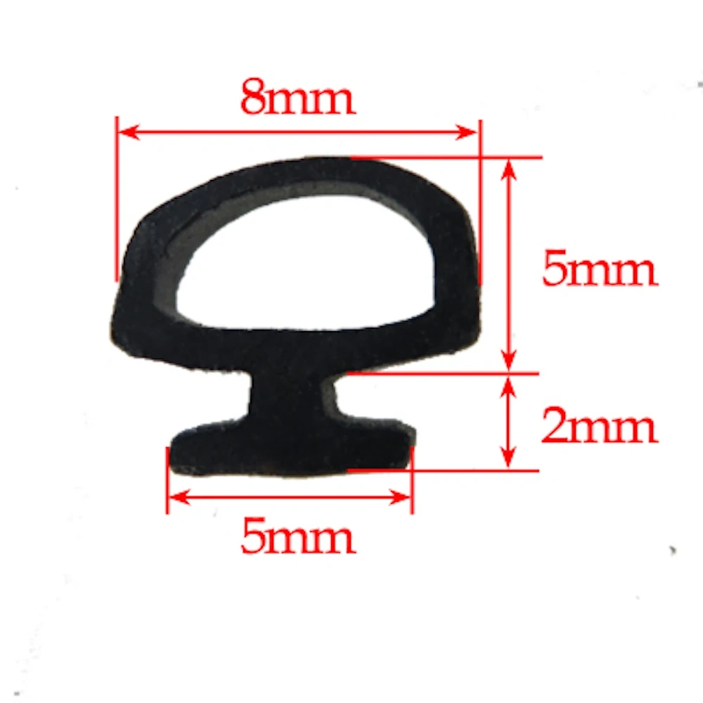 Aluminium Door Window EPDM Rubber Sealing Strip Sliding Screen Sash Seals Gasket 5mm x 7mm x 8mm 6mm x 8mm x 8mm 10m Black