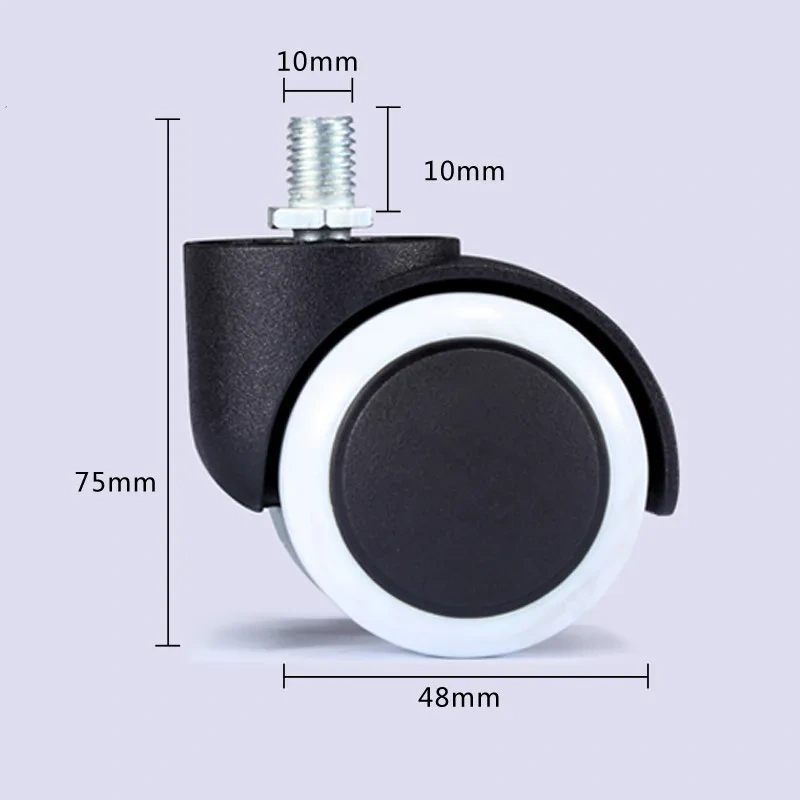 5Pcs Office Chair Wheel Caster 2" 50KG 360 Degree Mute Swivel Castor Furniture Feet Replacement Wheels Roller Rubber