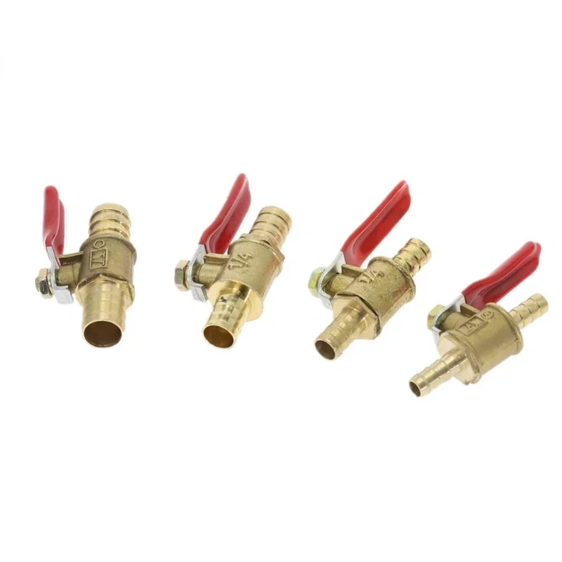 1pcs small Valve 6mm 8mm 10mm 12mm Hose Barb Inline Brass Water Oil Air Gas Fuel Line Shutoff Ball Valve Pipe Fittings