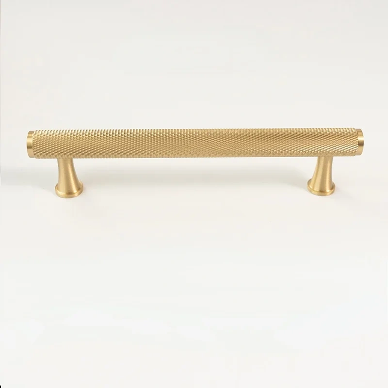 Nordic modern light luxury simple gold knurled / textured pure copper solid brass knurled handle