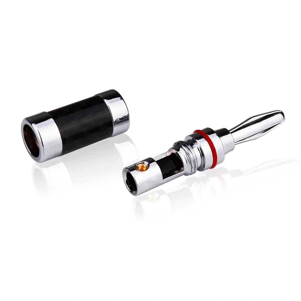 8pcs Banana Connector Speaker Plug Carbon Fiber Rhodium Plated Banana Plugs Acoustics Terminals Audio Video Speaker Connectors