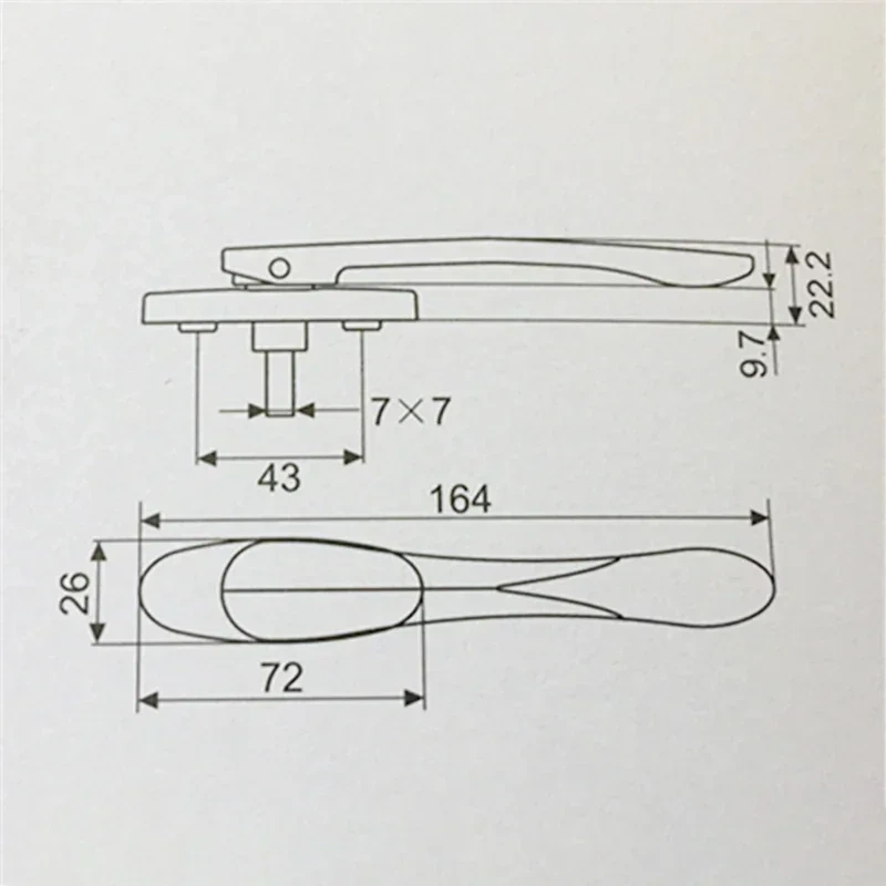 Broken Bridge Aluminum Alloy Casement Window Screen Window Handle Folding Door Sword-Shaped Thin Flat Square Steel Handle