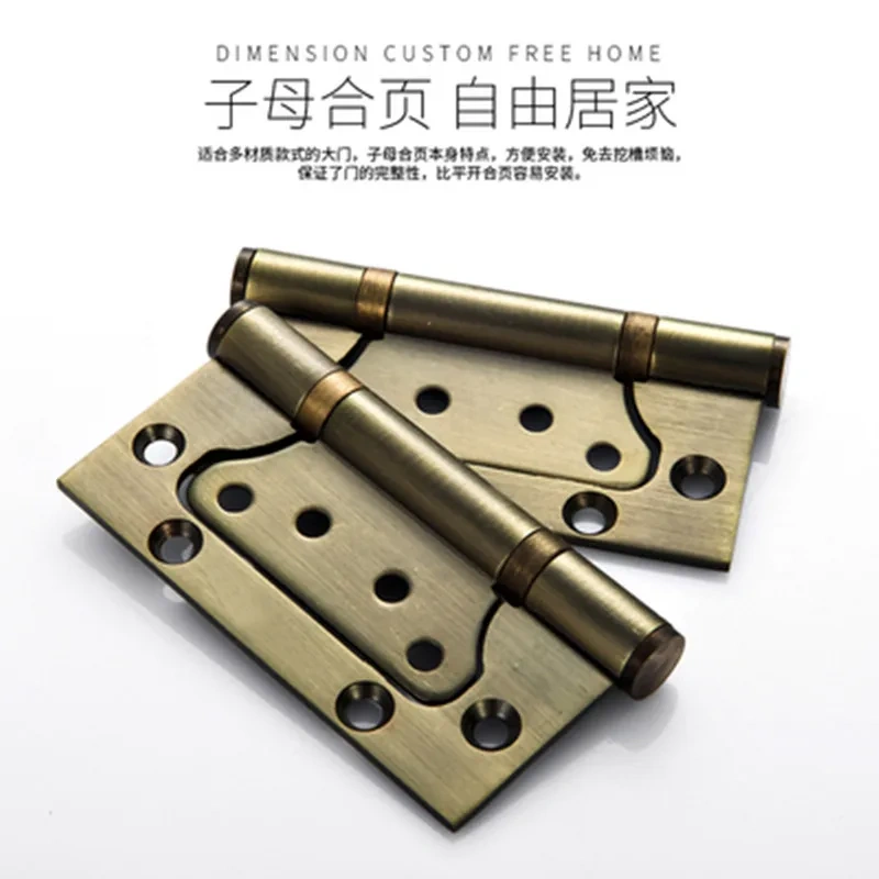 6-color Available Durable Stainless Steel Hinge 4 inch Hinge Free Slotted Wooden Door Heavy Hinge Indoor off-axis Hinge 1 PCS