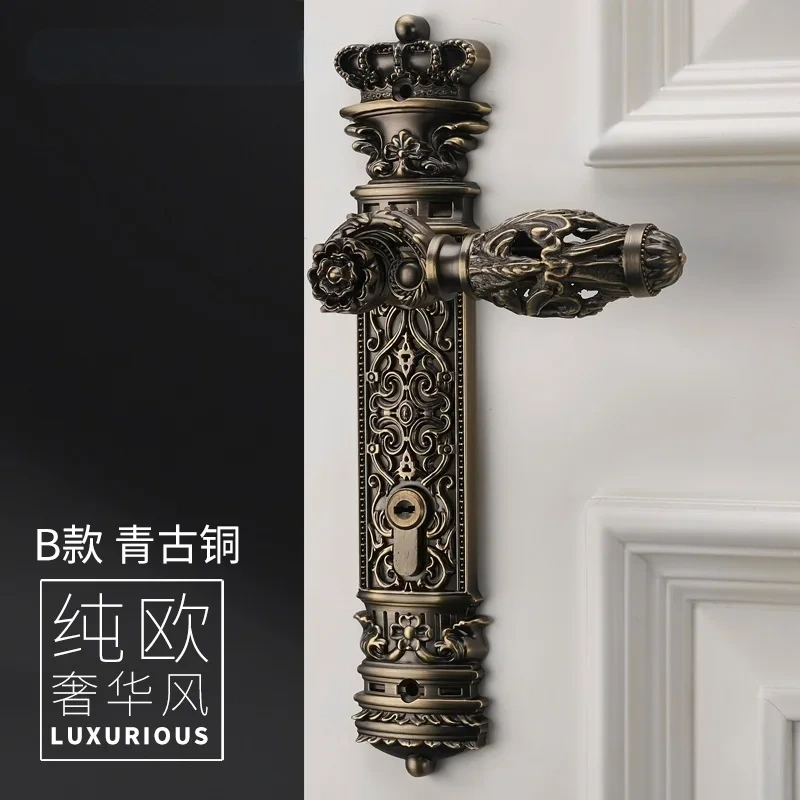 85mm All copper Hollow out  mute door lock indoor wooden door lock handle lock room door lock European luxury style villa lock