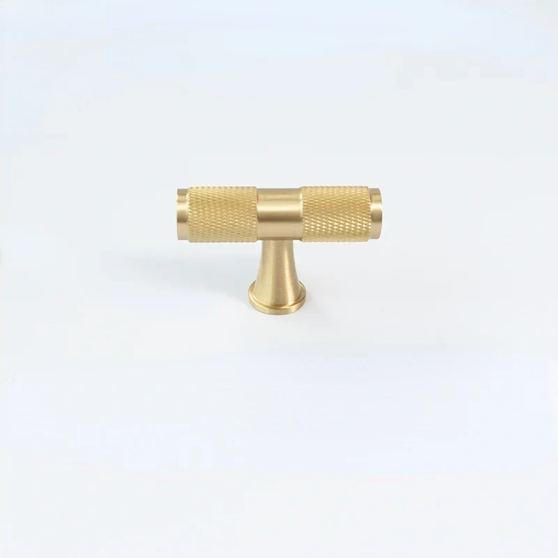 Nordic modern light luxury simple gold knurled / textured pure copper solid brass knurled handle