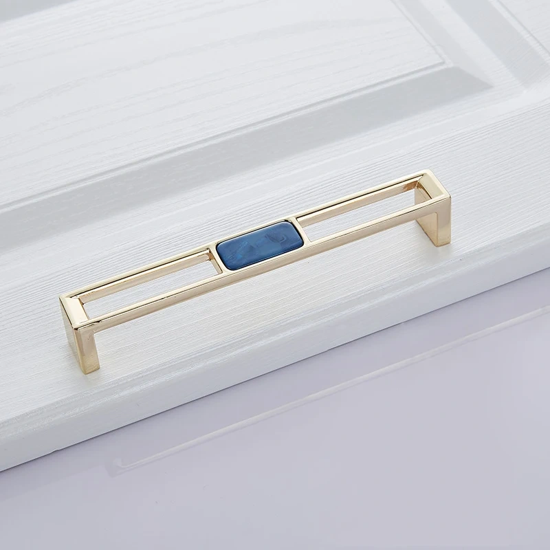 Blue Nordic Marble Shell Cabinet Handle Knobs Drawer And Wardrobe Pulls Furniture Hardware 96Mm 128Mm