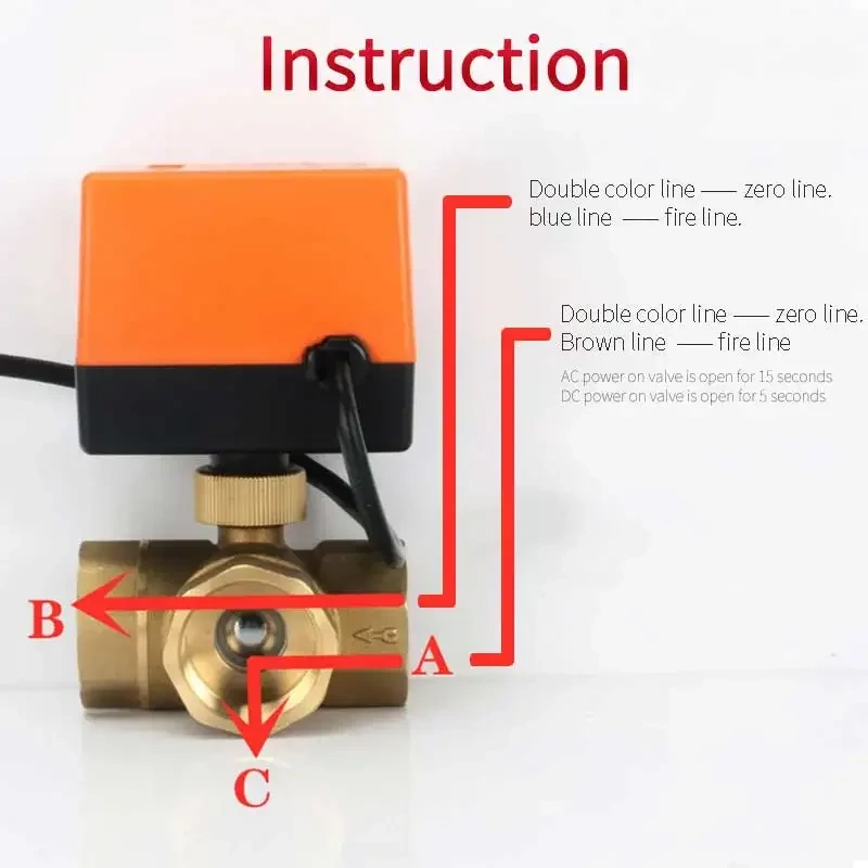 1pcs DN15/DN20/DN25 3-Way Motorized Ball Valve Three-Way Electric Control Two-Way AC 220V LSD Tool Plubing Disc Brass Ball Valve
