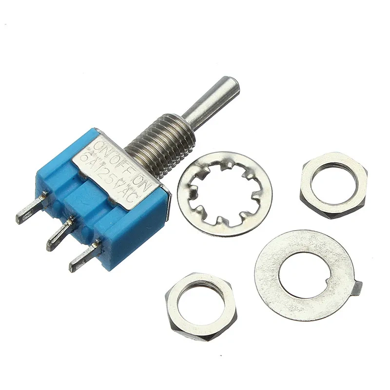 5pcs/lot Blue Mini 3-Pin SPDT ON / OFF / ON AC 125V/6A Miniature Toggle Switches