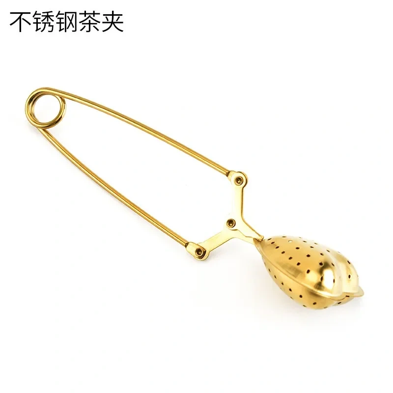 1pc Gold Tea Infuser Strainer Creative  Filter for Tea Infusion Box Kitchen Utensils for Loose Leaf  Stainless Steel Herb Spice