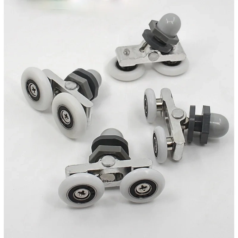 4pcs Diameter 25mm Double twin shower door rollers  runners pulley Aluminum Slide door Wheels for Arc/Straight Glass door