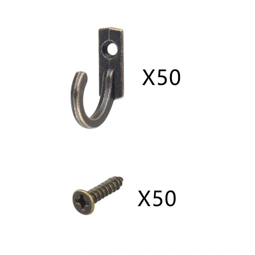 10/50PCS Small Antique Hooks Wall Hanger Curved Buckle Horn Lock Clasp Hook for Wooden Jewelry Hardware Home Coats Hat Clothes