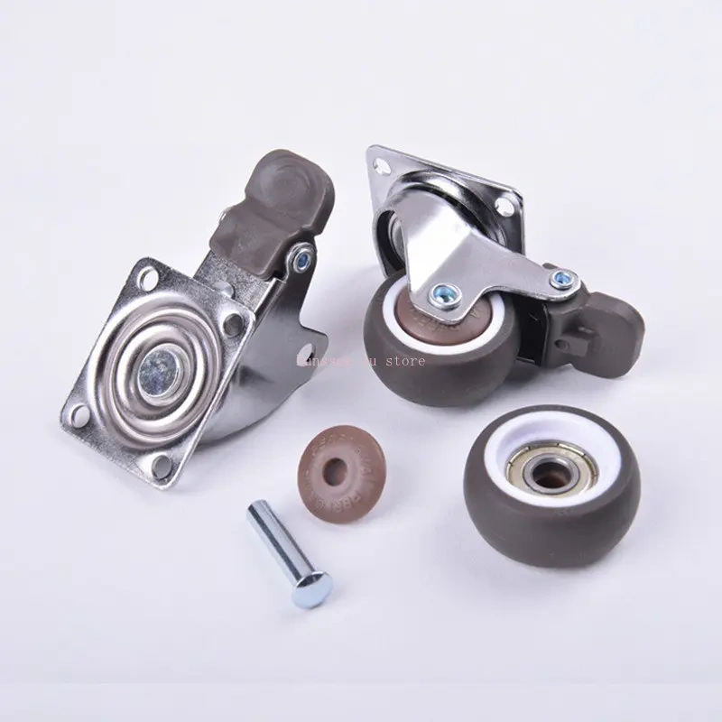 1/1.25/1.5/2 Inch Furniture Casters Wheels  Rubber Swivel Castor Trolley Rubber Caster with brake