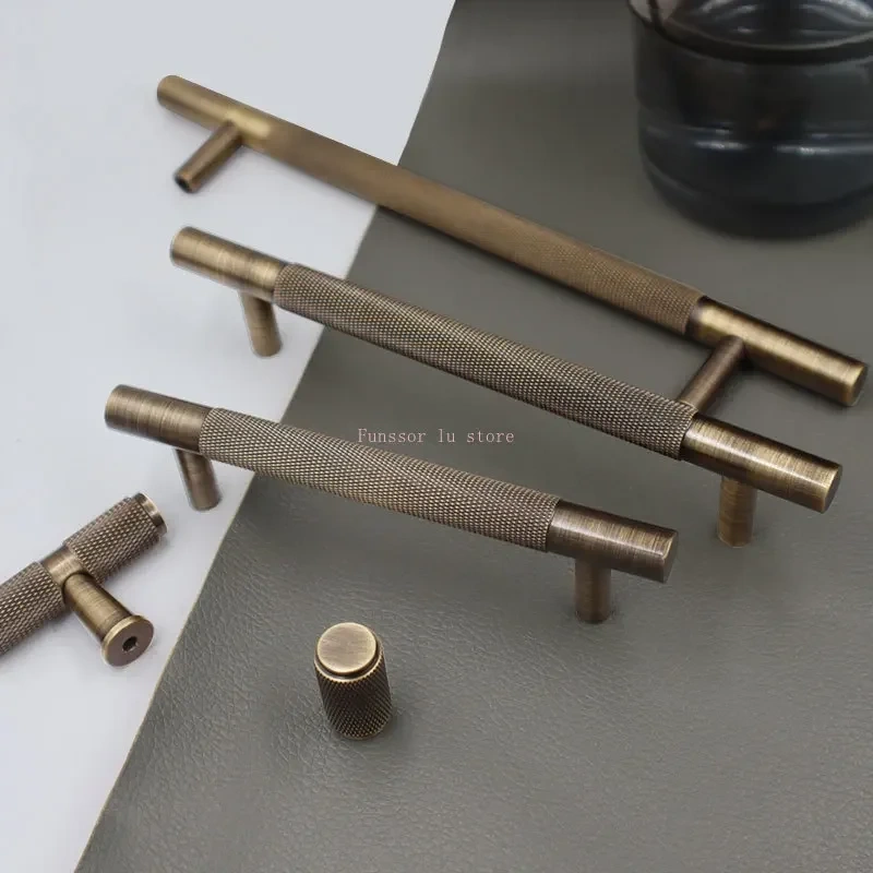 1pcs Light luxurious contracted bronze solid brass knurled handle drawer door handle cabinet knobs