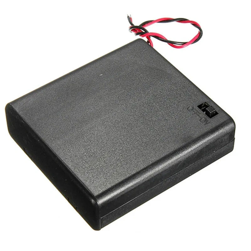 1PC 4 x AA 2A Battery Holder Box Switch Battery Holder Connector Enclosed Box ON/OFF Power Switch Wire
