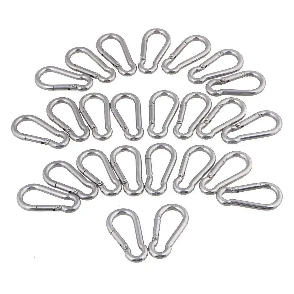 5/10pcs 304 Stainless Steel M4 M5 M6 Multifunctional  Spring Snap Carabiner Quick Link Lock Ring Hook