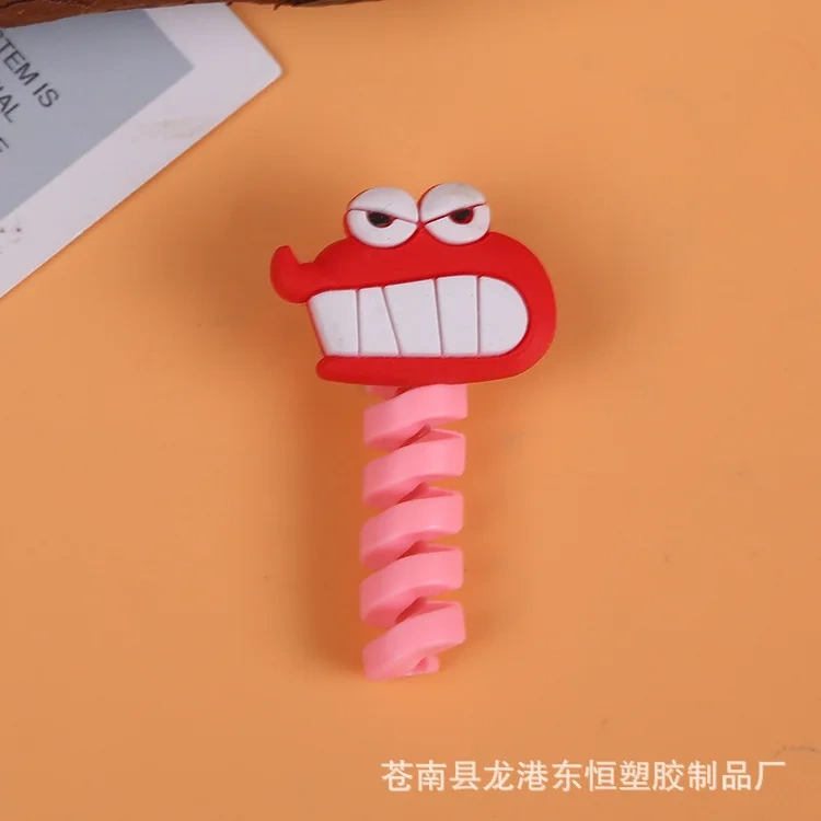 Cartoon spiral data cable charging cable silicone protective cover break protective cover silicone winding device  Protector