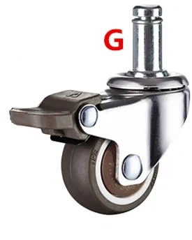 1/1.25/1.5/2 Inch Furniture Casters Wheels  Rubber Swivel Castor Trolley Rubber Caster with brake