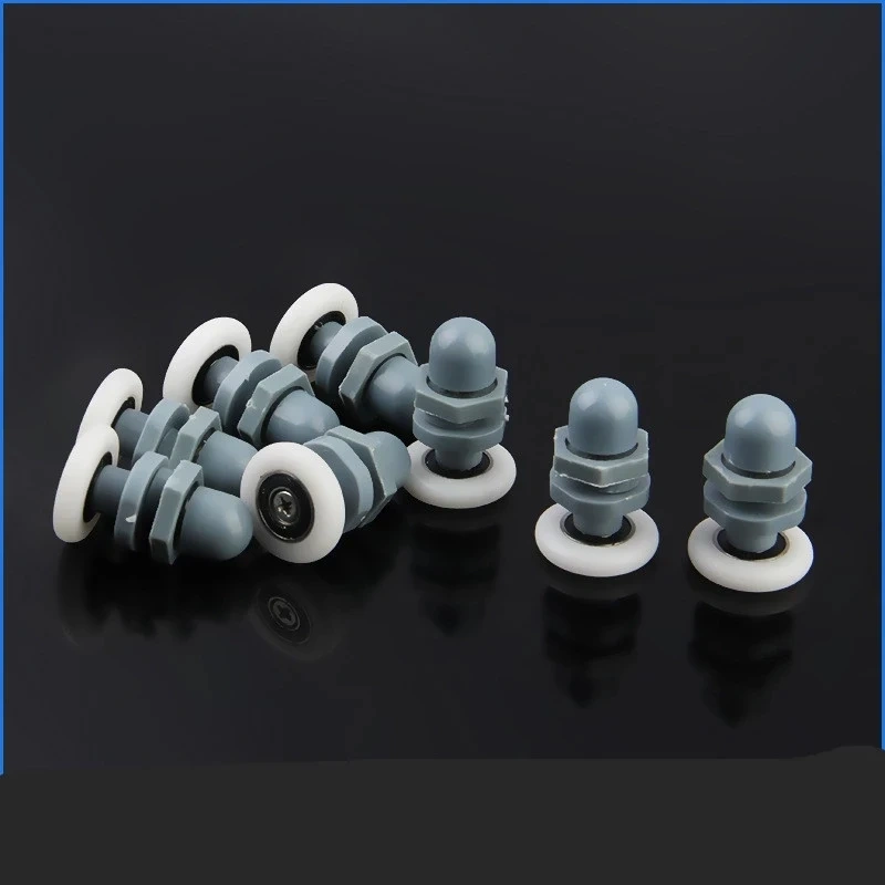 8PCS Castors kit for shower cabin doors wheel 23 25 27mm top bottom double with button mount for glass