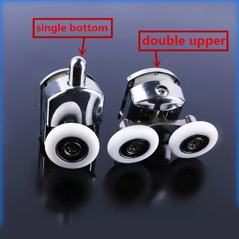 4pcs/set 23/25/27mm shower Pulley Wheels Brass Zinc Alloy Bearing Hardware Sliding Door Roller Shower Room Cabin Accessories