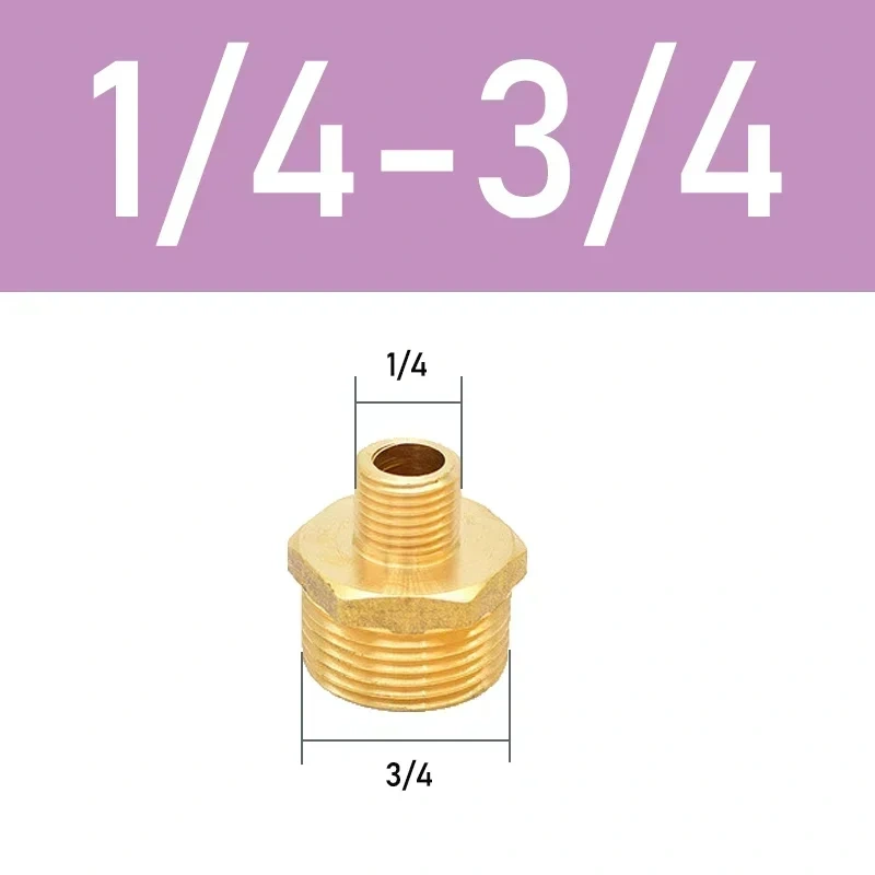 Brass Pipe Hex Nipple Fitting Quick Coupler Adapter 1/8 1/4 3/8 1/2 3/4 1 Male to Male Thread Water Oil Gas Connector