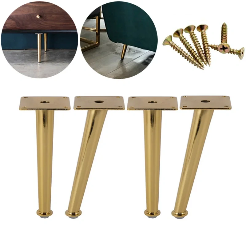 4Pcs Gold Furniture table legs Load 2000 Lbs TV Cabinet Foot Sofa Leg Hardware Cabinet feet 200 x 80mm Tapered Leg