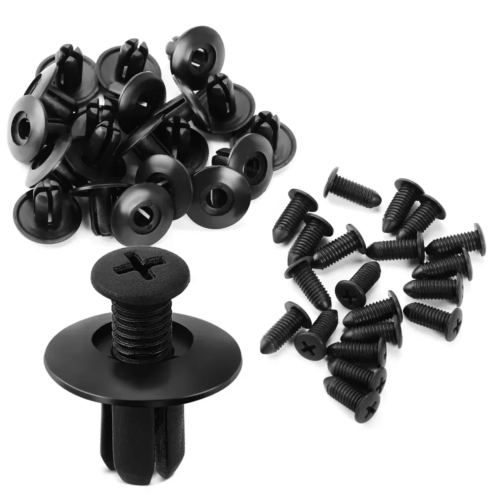 50pcs Car Body 8/6mm Hole Dia Plastic Rivets Fender Bumper Push Pin Clip Universal Car Fasteners Clip Car Accessories Tool