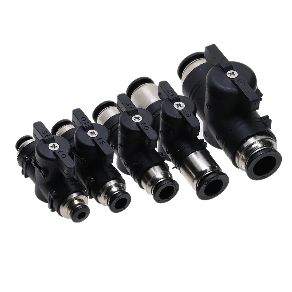 1pcs BUC 4mm 6mm 8mm 10mm 12mm Black Pneumatic Push In Quick Joint Connector Hand Valve Turn Switch Manual Ball Current Limiting