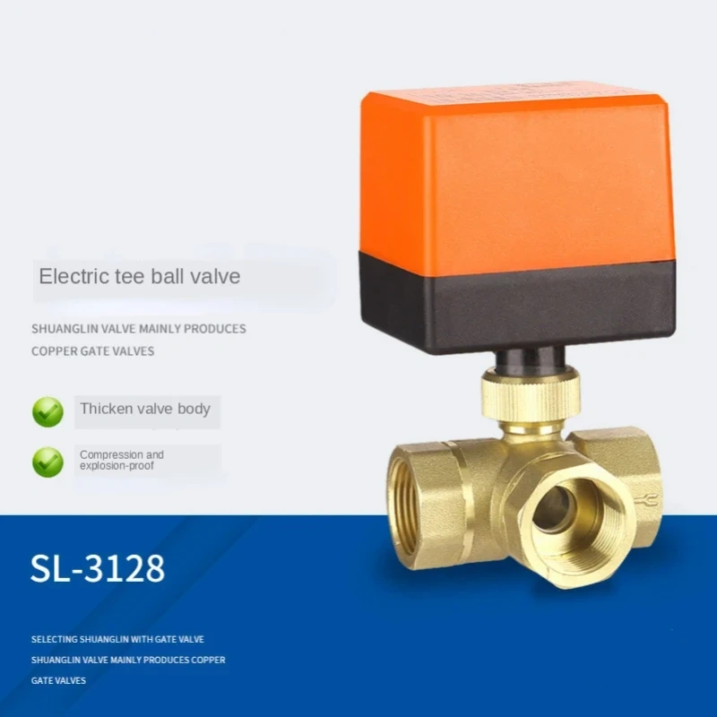 1pcs DN15/DN20/DN25 3-Way Motorized Ball Valve Three-Way Electric Control Two-Way AC 220V LSD Tool Plubing Disc Brass Ball Valve
