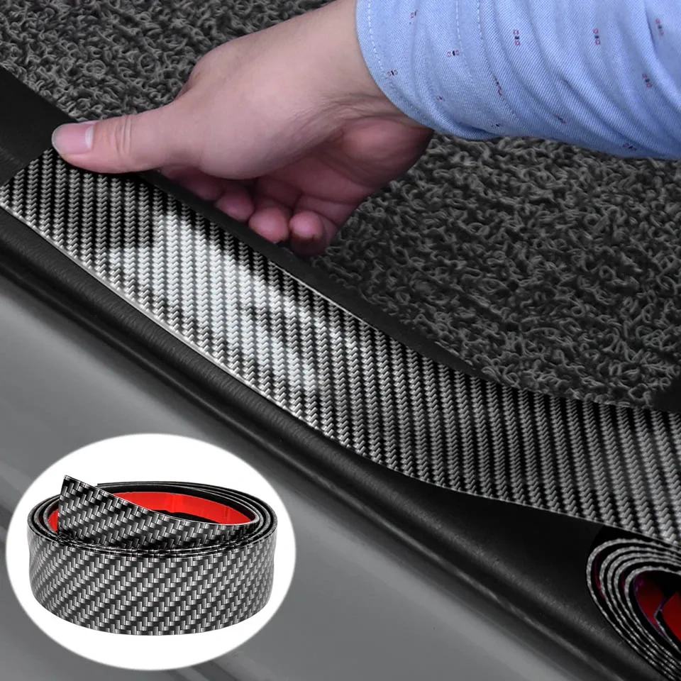 1M Car Rubber Moulding Strip Carbon Fiber Soft Trim Bumper DIY Door Sill Protector Edge Guard Stickers  Styling