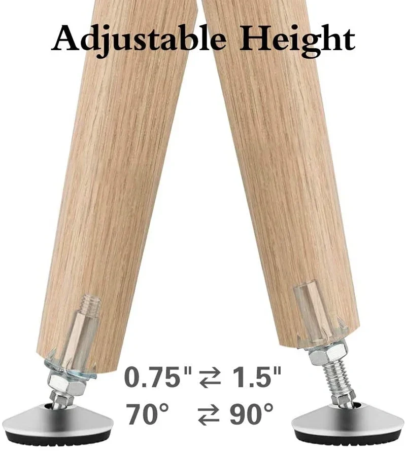 4Pcs/Set 50mm Swivel Adjustable Leveling Feet, Furniture Leveler Foot with T Nut Bolt, Screw On Cabinet Table Workbench Chair