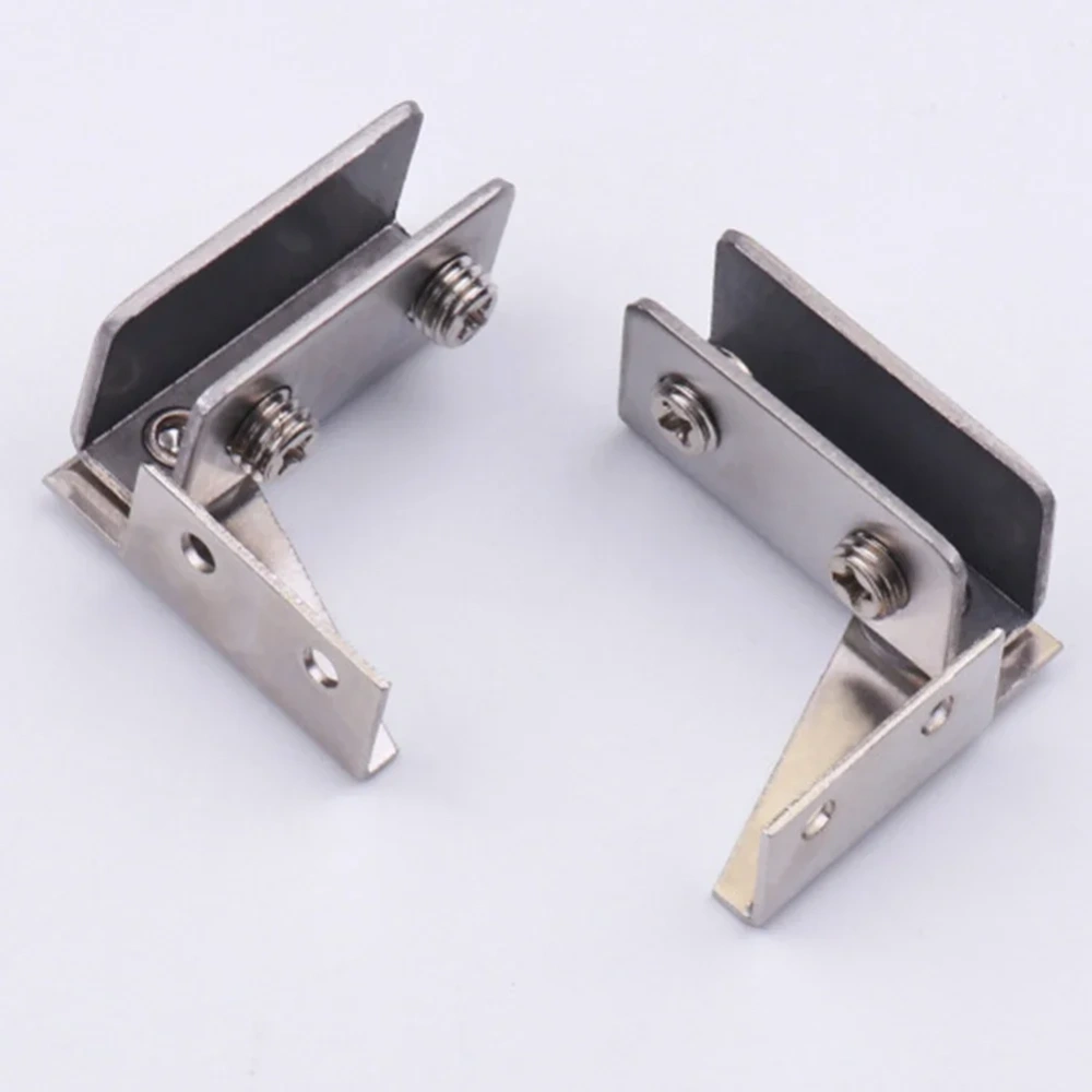 2Pcs Non-Perforated Glass Door Hinge Display Cabinet Hinge Wine Cabinet Rotating Shaft Glass Clips Furniture Door Hinge Hardware