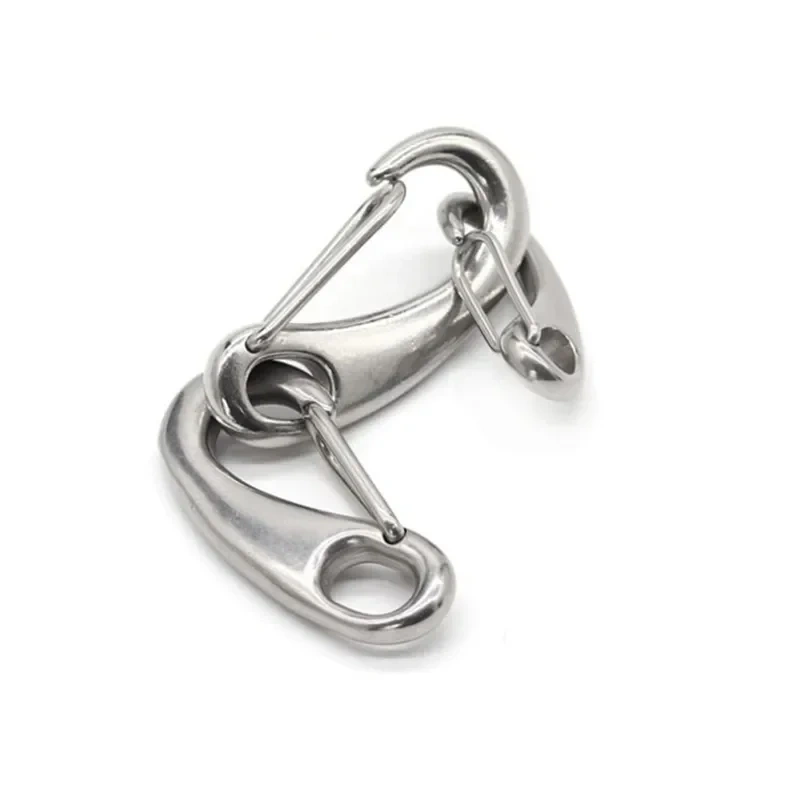 6pcs/Lot Egg Shape Spring Snap Hooks Marine 316 Stainless Steel Multifunctional Hiking Camping Belt Carabiner Quick Release Hook