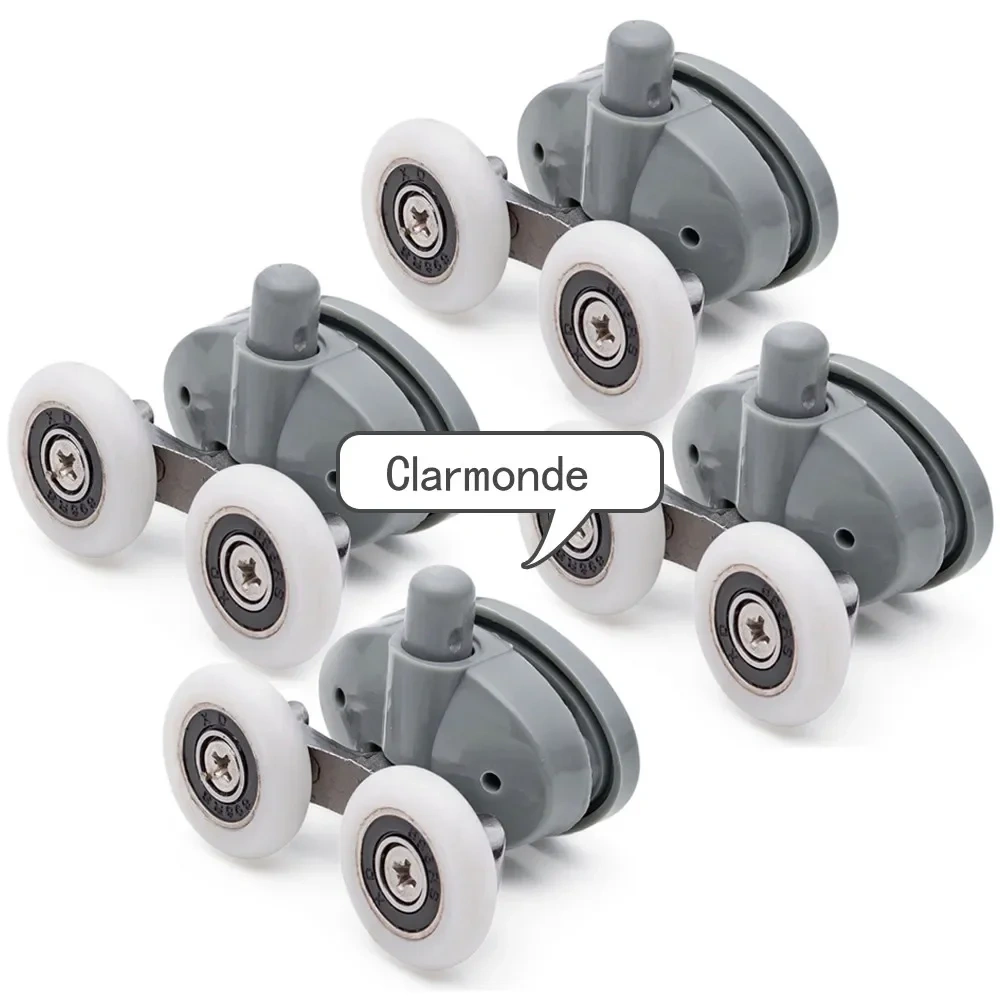 8x Twin Shower Glass Door Top / Bottom Rollers Runners Wheels Pulleys 23mm/25mm