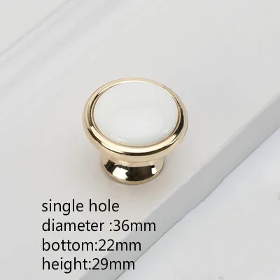 1PC Fashion Ceramic Cabinet Handles Golden Kitchen Cupboard Door Handles Drawer Knobs European White Furniture Pulls
