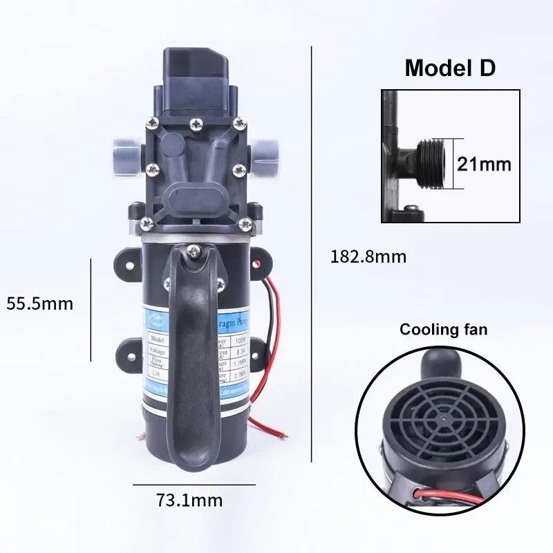 1pcs DC12V 120W 130PSI 10L/Min Energy Saving High Water High Pressure Diaphragm Self Priming Pump  Pressure Switch Type Pump