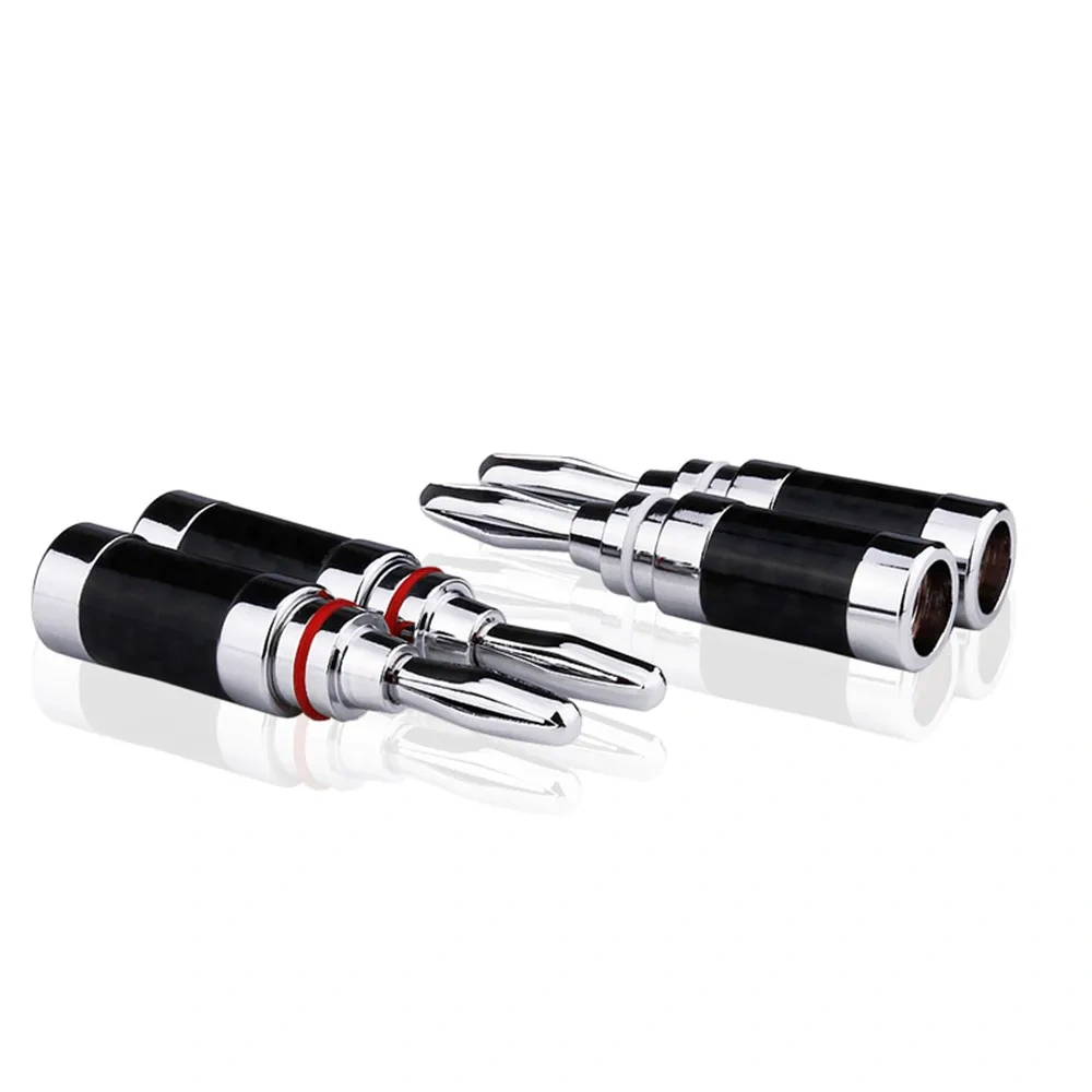 8pcs Banana Connector Speaker Plug Carbon Fiber Rhodium Plated Banana Plugs Acoustics Terminals Audio Video Speaker Connectors