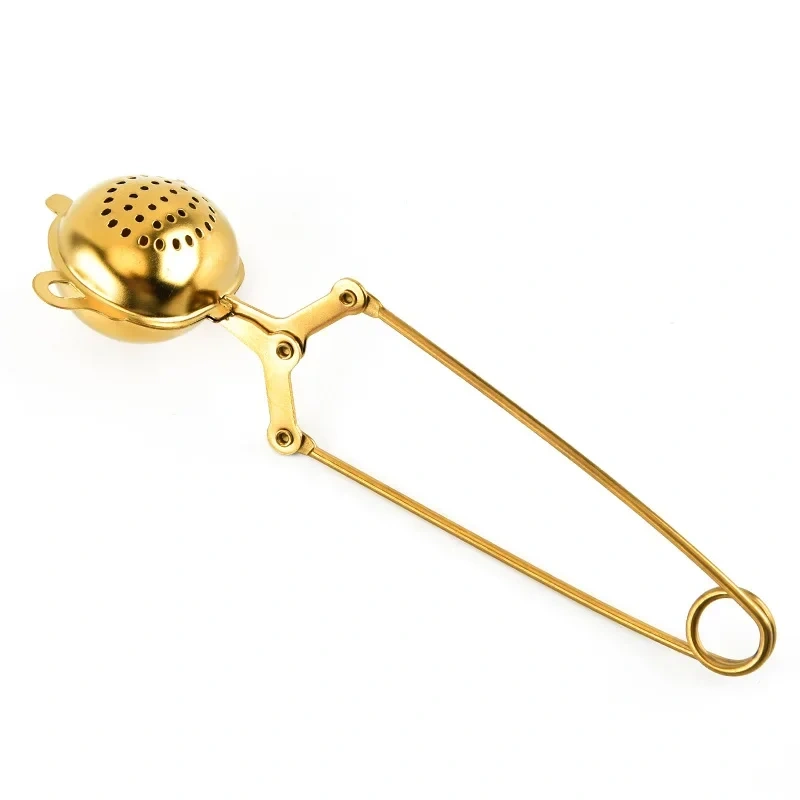 1pc Gold Tea Infuser Strainer Creative  Filter for Tea Infusion Box Kitchen Utensils for Loose Leaf  Stainless Steel Herb Spice