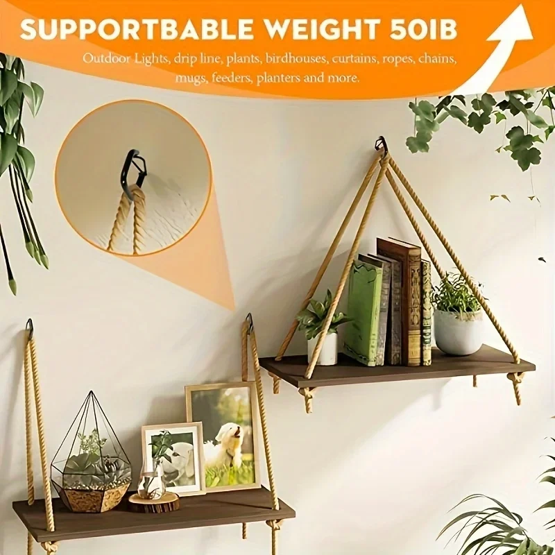 20pcs Square Snap Hanging Hooks - Anti-Drop Bonsai Hooks With Safety Buckles For Christmas Rope String Lights - Includes Wrench
