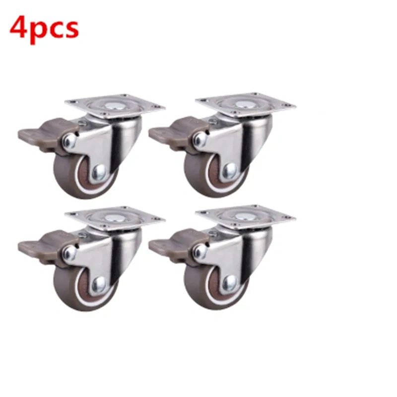 4pcs Furniture Casters Wheels Soft Rubber Swivel Caster Silver Roller Wheel For Platform Trolley Chair Household Accessori