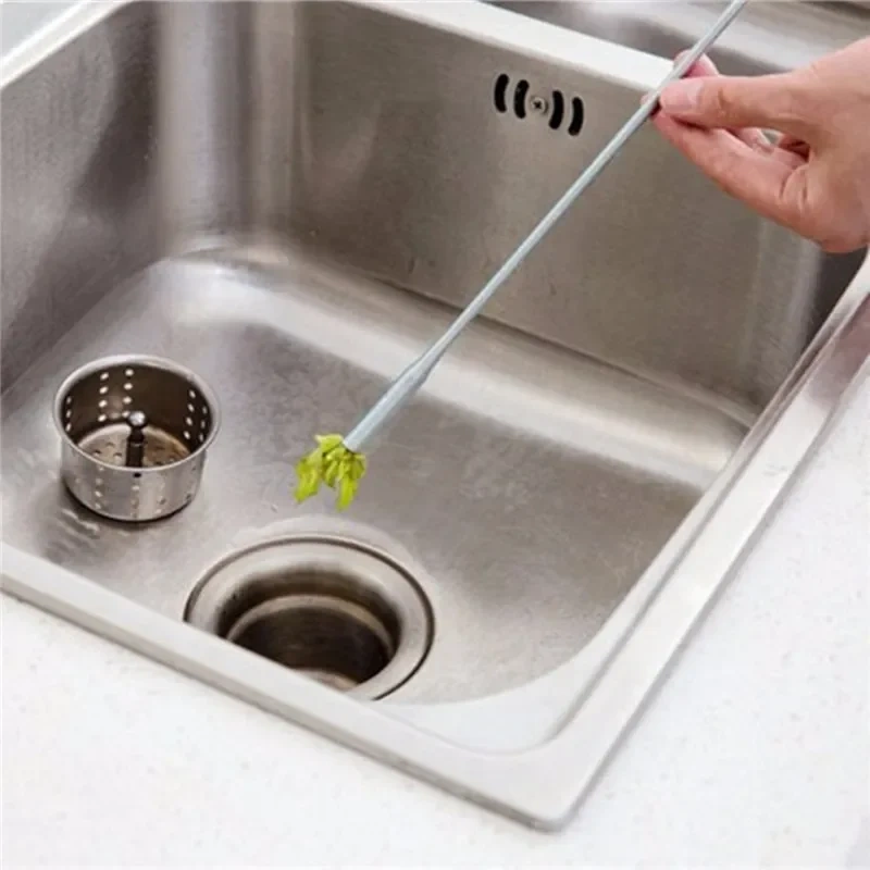 1Pcs Drain Unblocker Stick Snake Pipeline Dredge Tool Cleaner Hair Remover Brush Tool For Bathroom Unclog Sink Kitchen Basin Tub