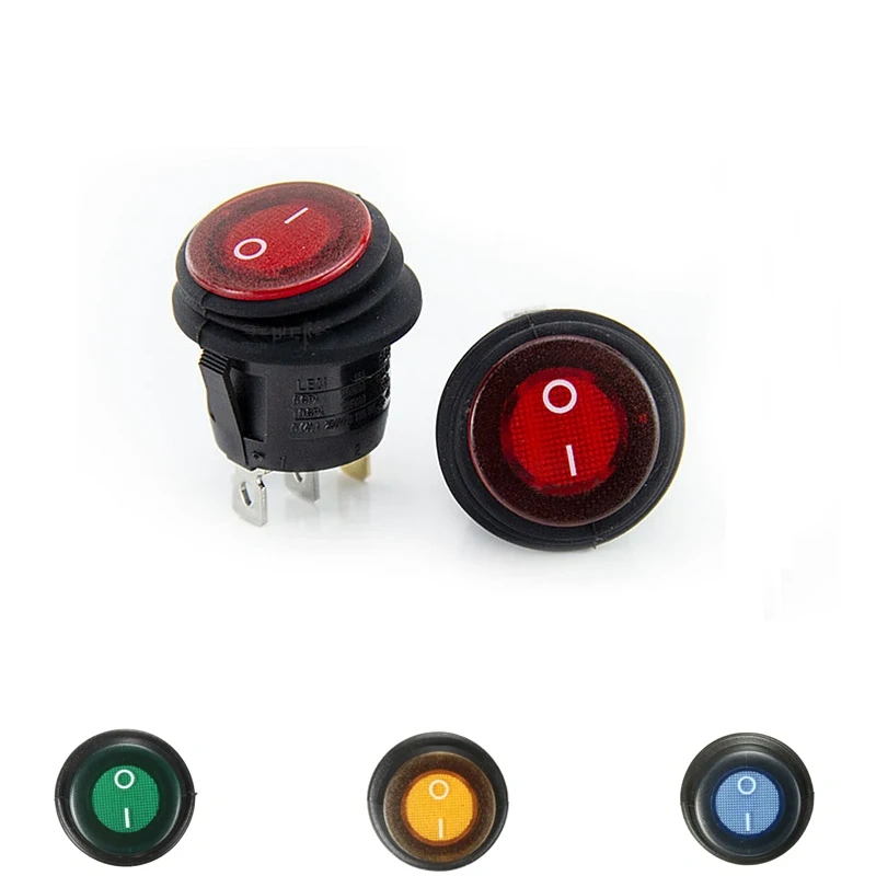 1pc OLS 250V DC 10A On/Off Rocker Switch IP65 Waterproof 3Pin SPST LED illuminated