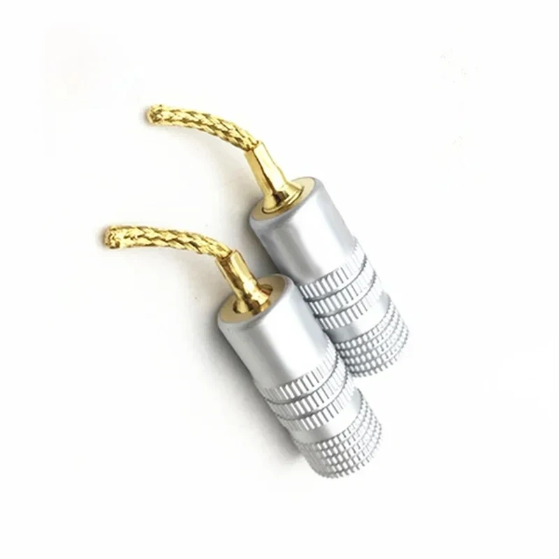 4Pcs/lot 2MM Copper Wire Gold-Plated Welding-Free Banana Plug Speaker Wire Plug Braided Wire Plug Connector Terminals