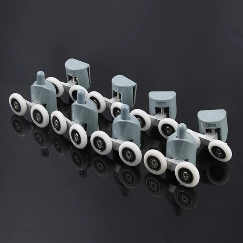 8PCS Castors kit for shower cabin doors wheel 23 25 27mm top bottom double with button mount for glass